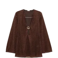 Мини-платье с V-образным вырезом и кольцевым декором