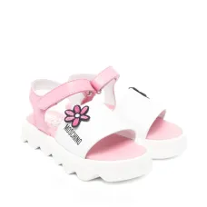 Кожаные сандалии с цветочными аппликациями