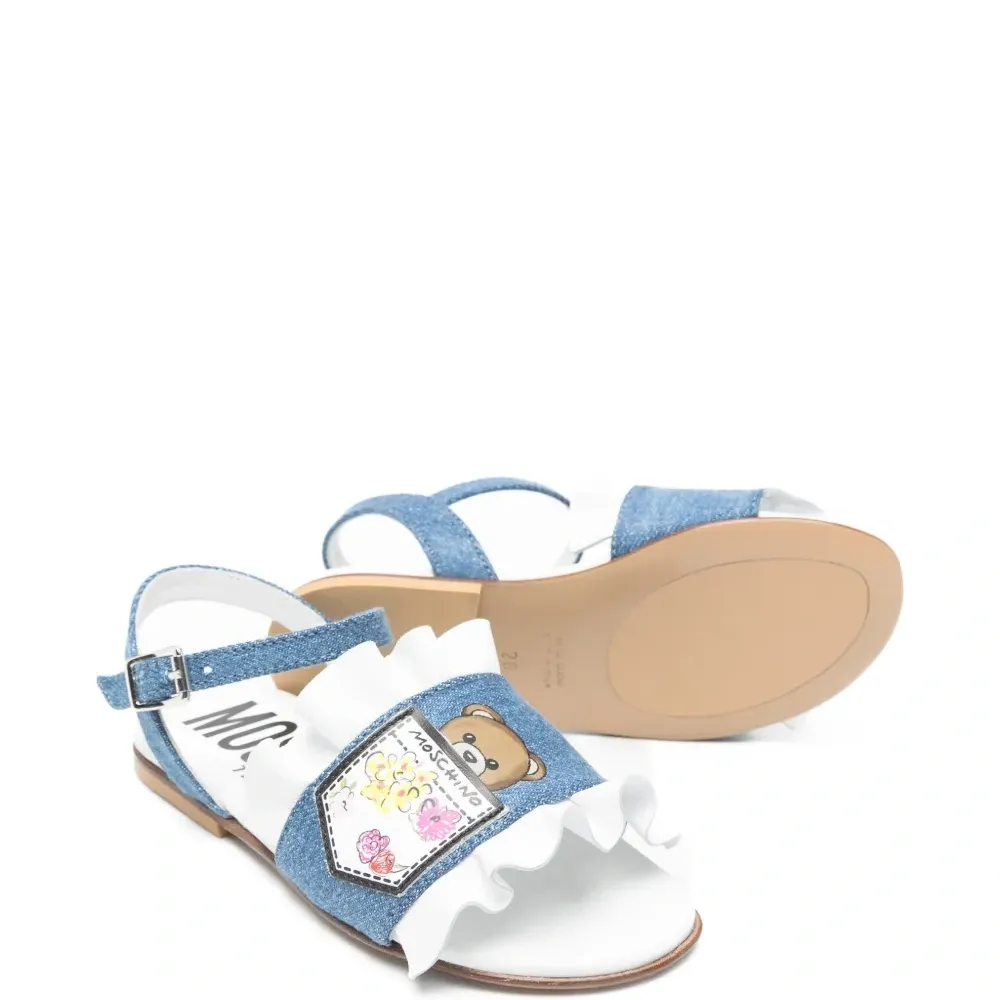 Босоножки с оборками в виде медведя