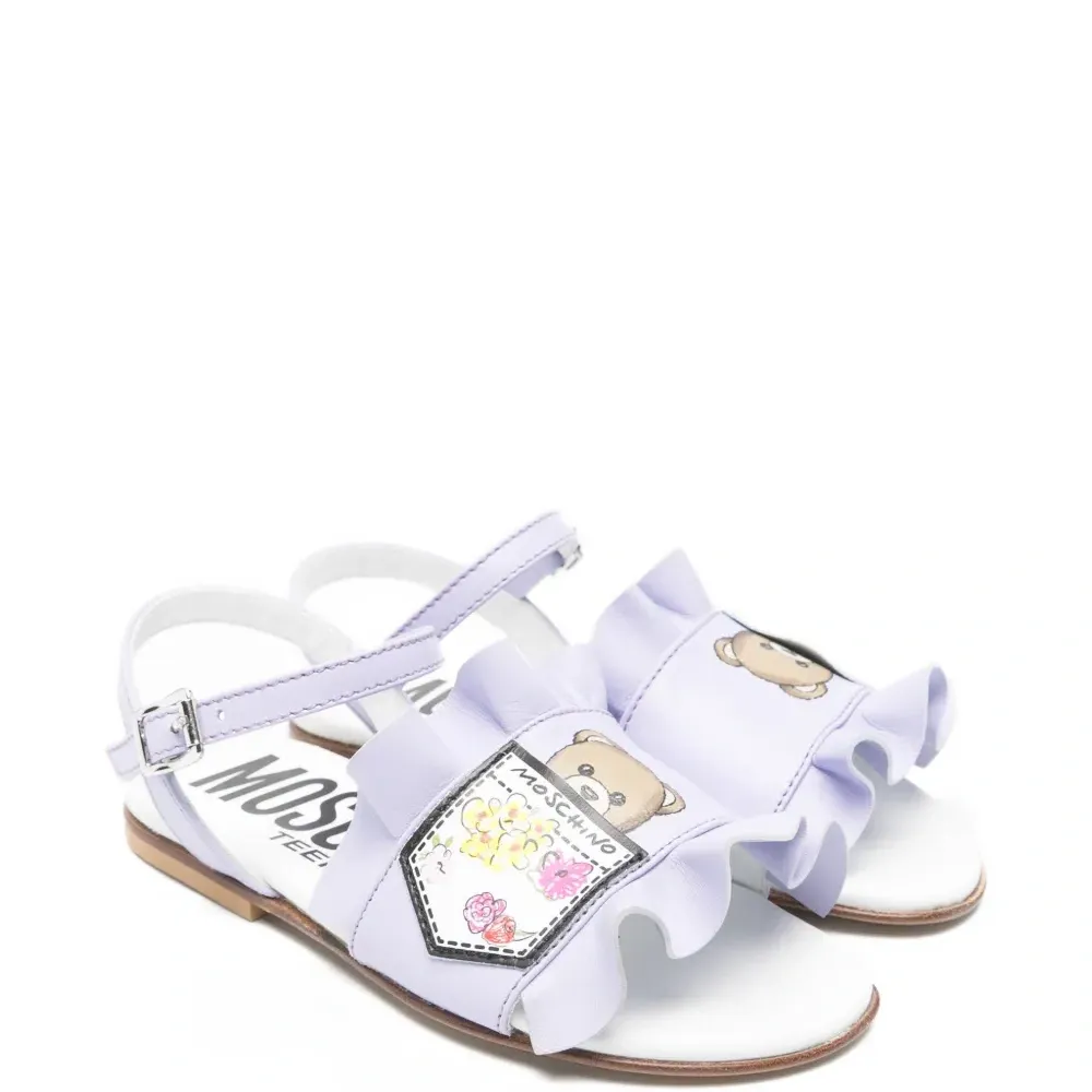 Босоножки из кожи с оборками