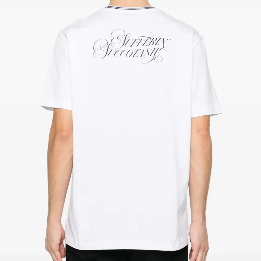 Футболка с графическим принтом и полосатой отделкой