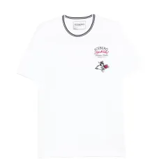 Футболка с графическим принтом и полосатой отделкой