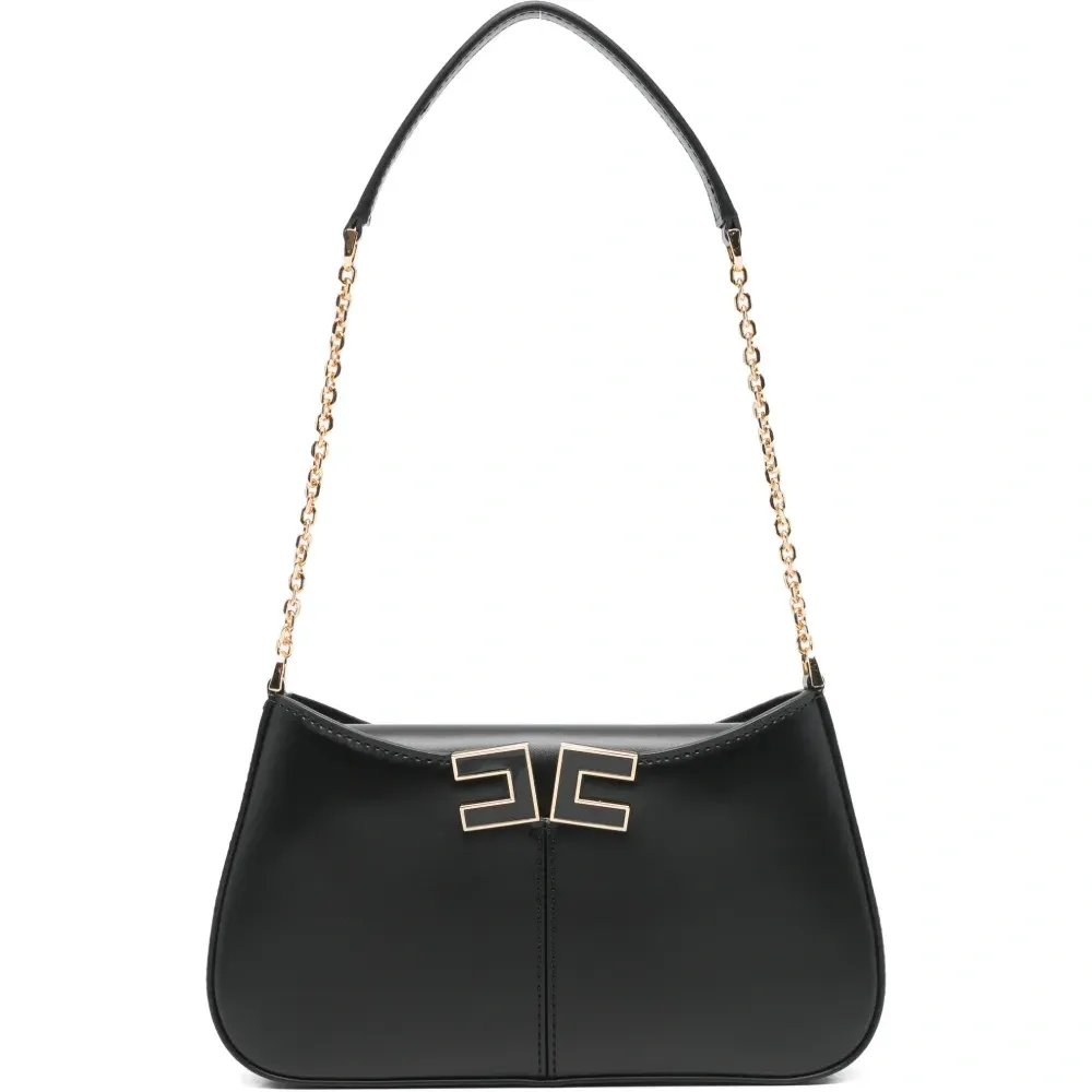 Мини-сумка на плечо с цепочным ремнем и логотипом-табличкой