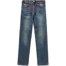 Прямые джинсы с плетёной отделкой