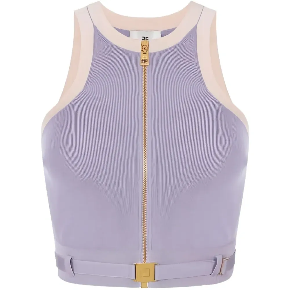 Вязаный топ на молнии с американской проймой