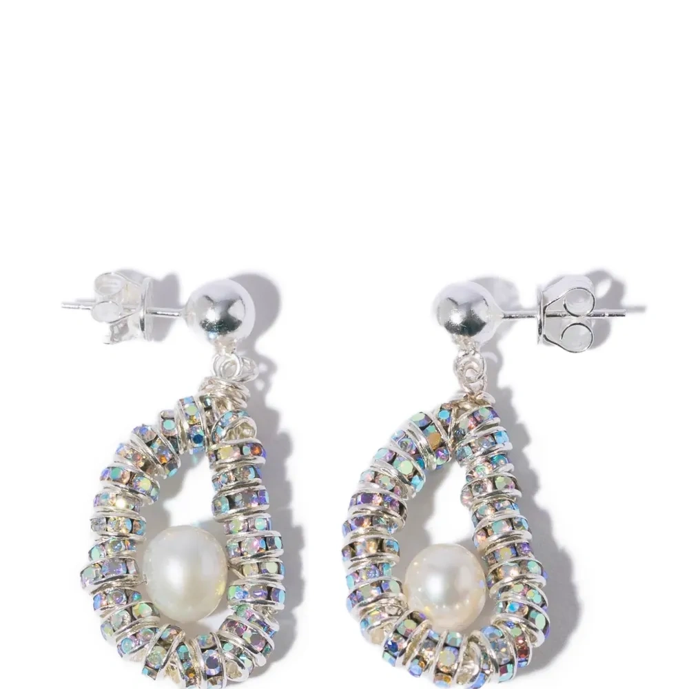 Серьги с жемчугом и бусинами