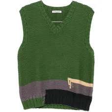 Жилет с V-образным вырезом и цветными блоками