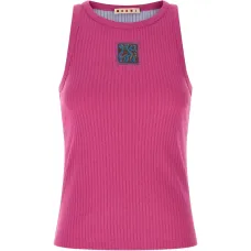 Майка в рубчик с нашивкой-логотипом