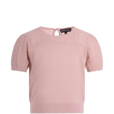 Футболка с ажурной вязкой и рукавами-фонариками