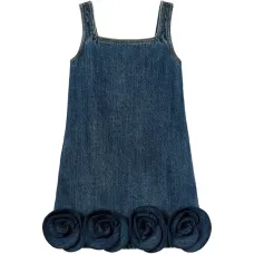 Джинсовое платье с цветочными аппликациями