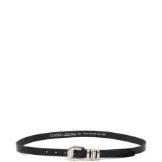 Кожаный ремень с пряжкой серебристого оттенка