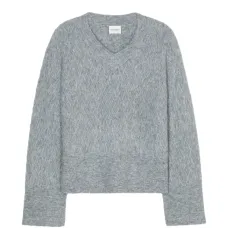 Вязаный свитер с узором и V-образным вырезом