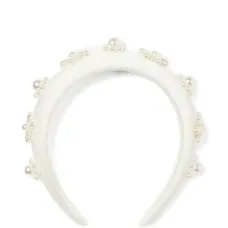 Атласная повязка на голову с жемчужным декором Атласная повязка на голову с жемчужным декором