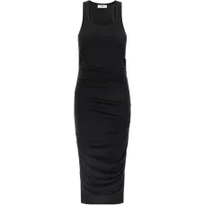 Драпированное миди-платье с вышивкой логотипа