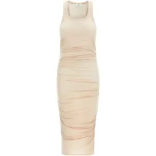 Драпированное миди-платье с вышивкой логотипа