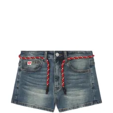 Джинсовые шорты с поясом-верёвкой