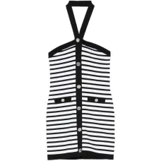 Платье в полоску на пуговицах