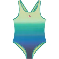 Слитный купальник с градиентом и вышивкой логотипа