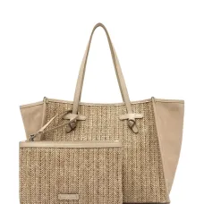 Плетёная сумка-тоут Marcella из соломки с ёлочным узором