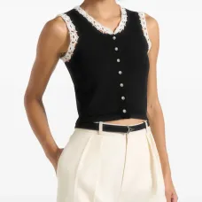 Укороченный топ Evelyn с вязаными оборками