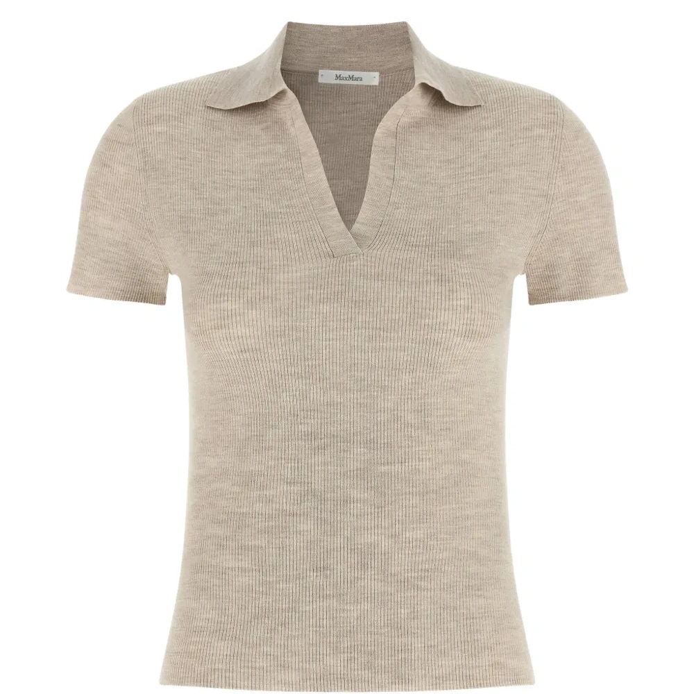 Рубашка-поло с V-образным вырезом и рубчатой вязкой от Mxmalbero