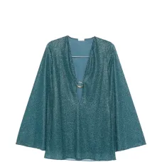 Мини-платье с V-образным вырезом и кольцевым декором