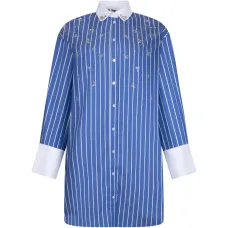 Мини-платье-рубашка в полоску