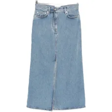 Джинсовая юбка с разрезом спереди Джинсовая юбка с разрезом спереди