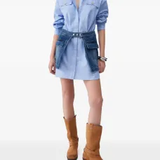 Мини-платье-рубашка на пуговицах