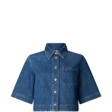 Джинсовая рубашка на пуговицах