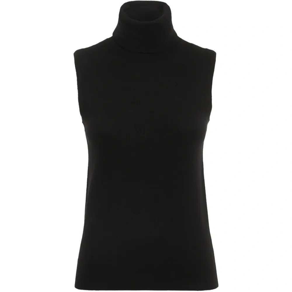 Кашемировый свитер без рукавов с высоким воротником