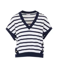 Футболка в полоску с V-образным вырезом Футболка в полоску с V-образным вырезом