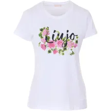 Футболка со стразами и цветочным принтом