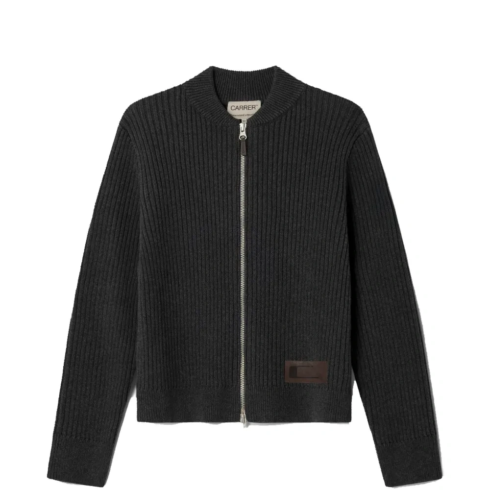 Кардиган из ребристого трикотажа с нашивками цвета пепла