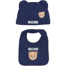 Набор: шапочка с ушками медвежонка и слюнявчик Набор: шапочка с ушками медвежонка и слюнявчик