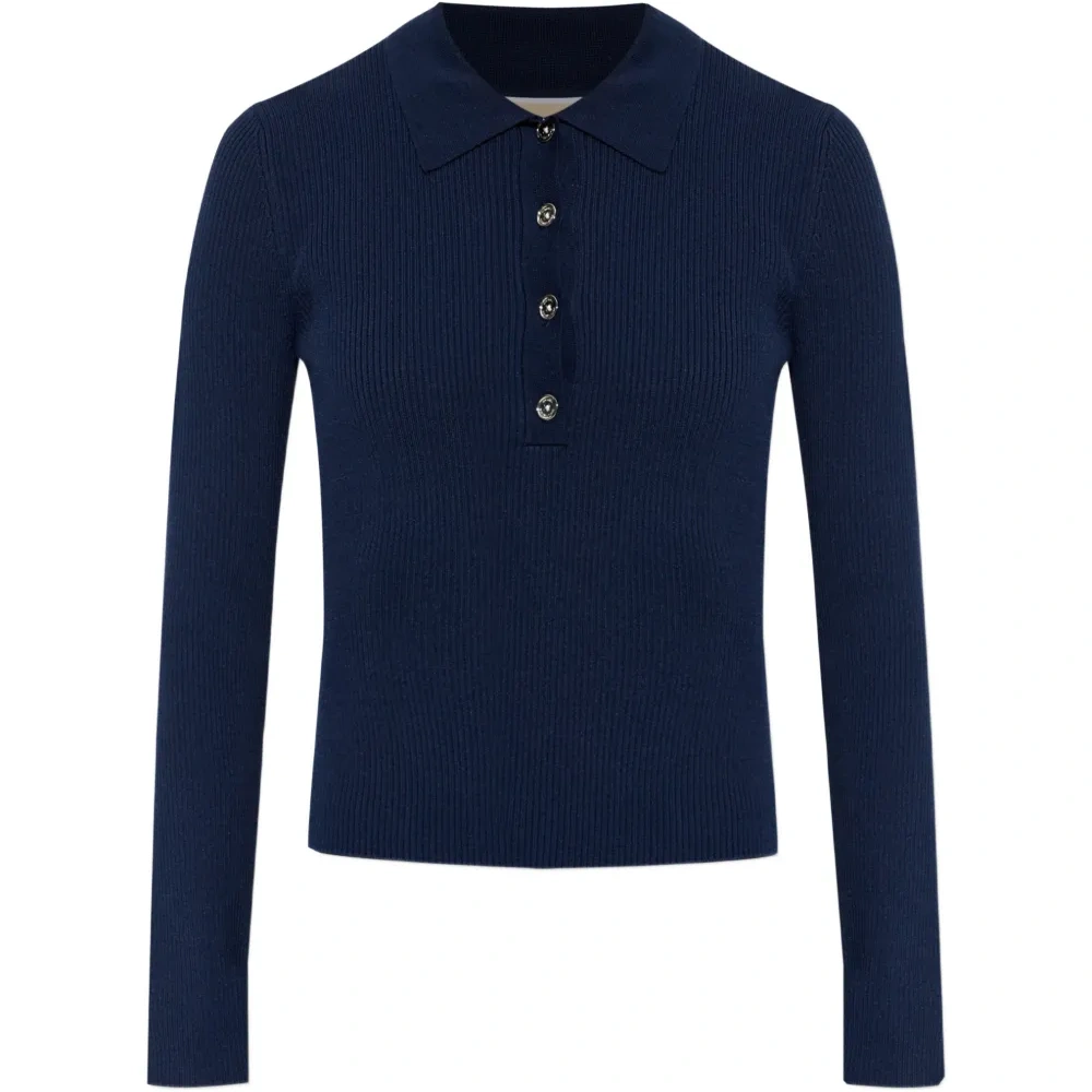 Рубашка-поло в рубчик с длинными рукавами