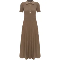 Платье миди с пуговицами наполовину и плиссировкой