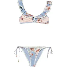 Купальник с оборками и цветочным принтом