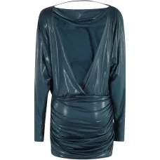 Мини-платье с длинными рукавами и драпировкой Мини-платье с длинными рукавами и драпировкой