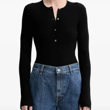 Рифлёный вязаный свитер Хенли Рифлёный вязаный свитер Хенли