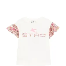 Футболка с цветочным принтом и рюшами