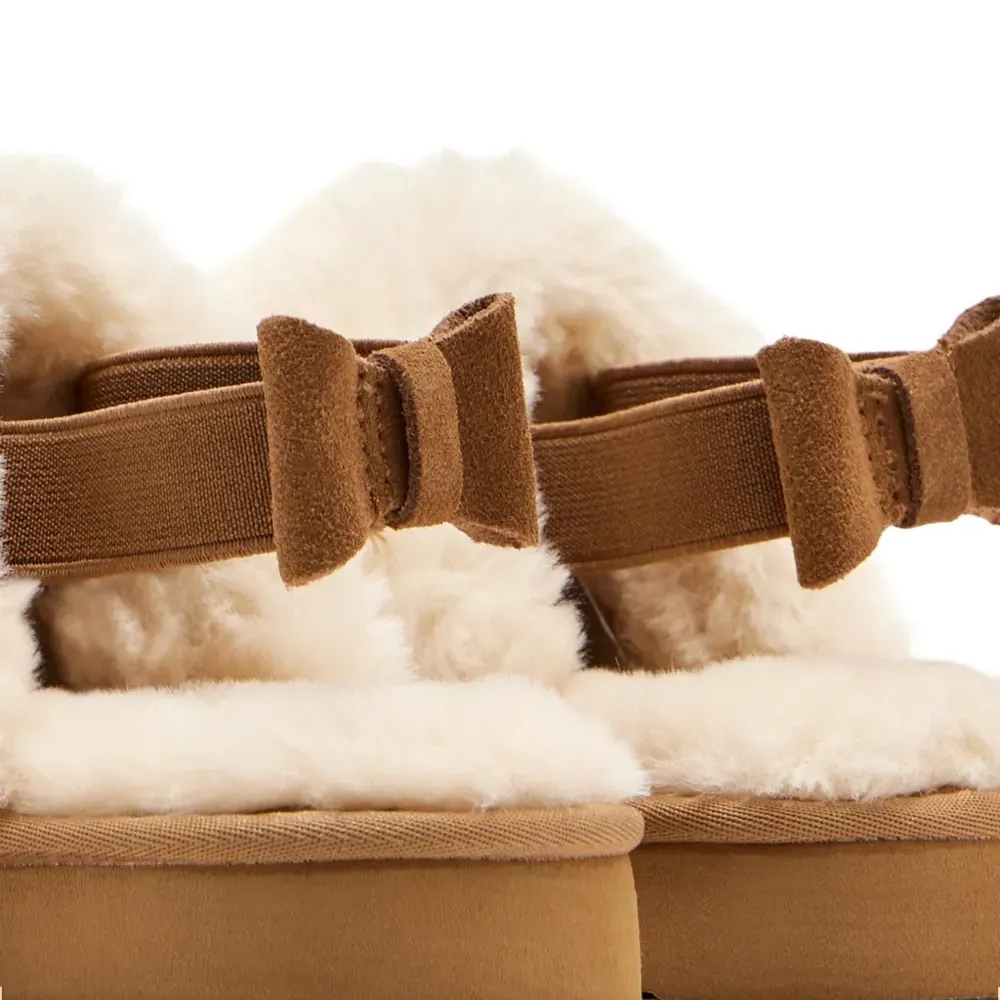 Босоножки с меховым бантом