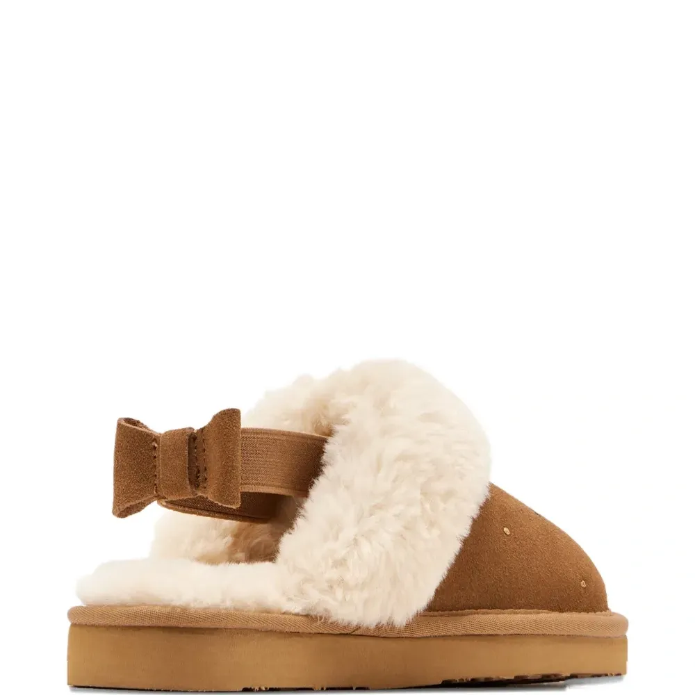 Босоножки с меховым бантом