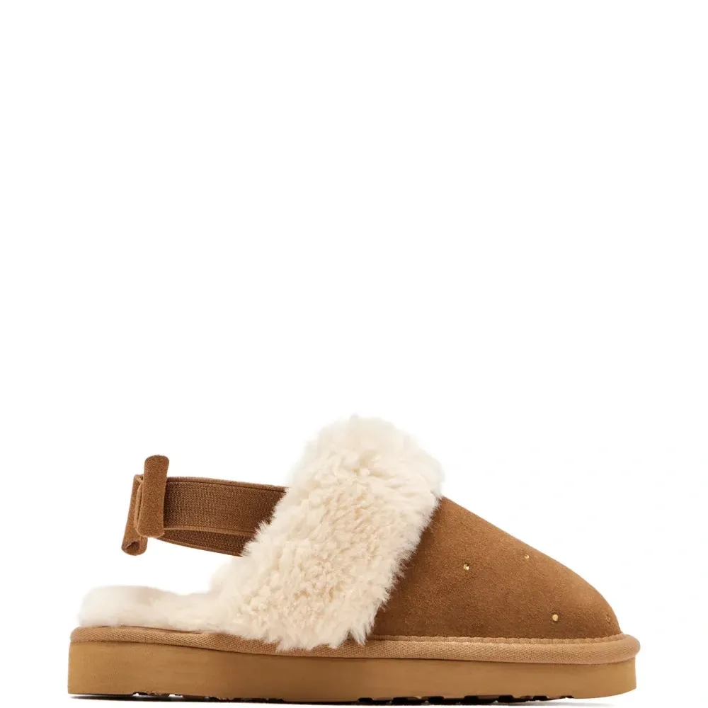 Босоножки с меховым бантом