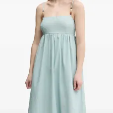 Макси-платье с бусинами на бретелях