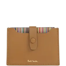 Держатель для карт с застежкой на кнопке и полосатыми деталями