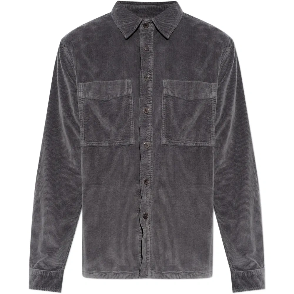 Рубашка из вельвета с накладными карманами