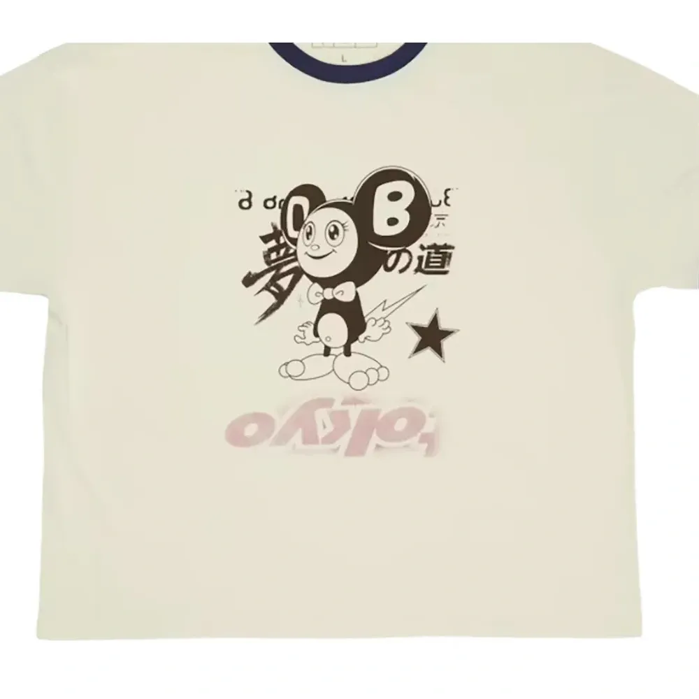 Футболка в токийском стиле с контрастной отделкой от Fragment x Takashi Murakami