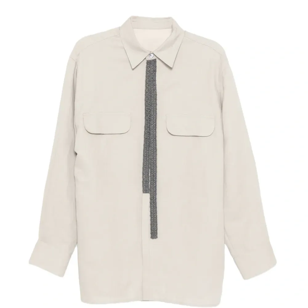 Рубашка с вязаными аппликациями