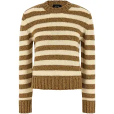 Вязаный свитер в полоску с круглым вырезом